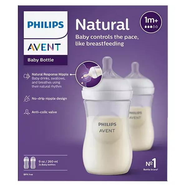 Mamadeira Avent Natural Response 3.0, pacote com 2 unidades de 260ml