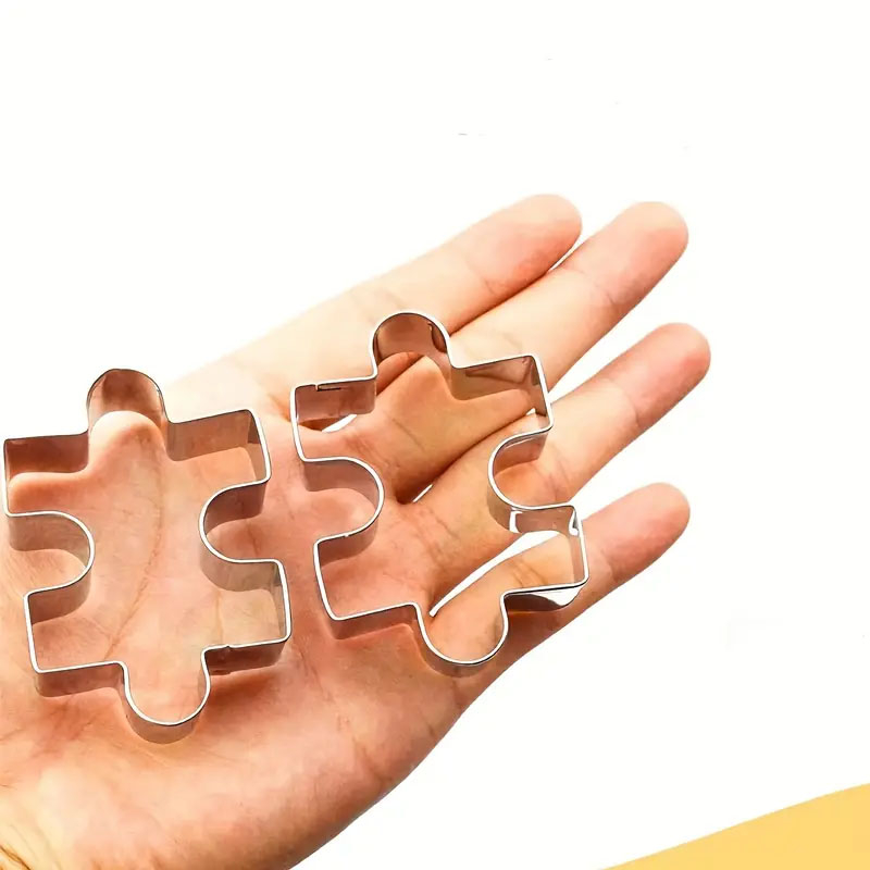 (4er Set) 50x40mm Edelstahl Ausstechform Keksausstecher zum Backen - Puzzle