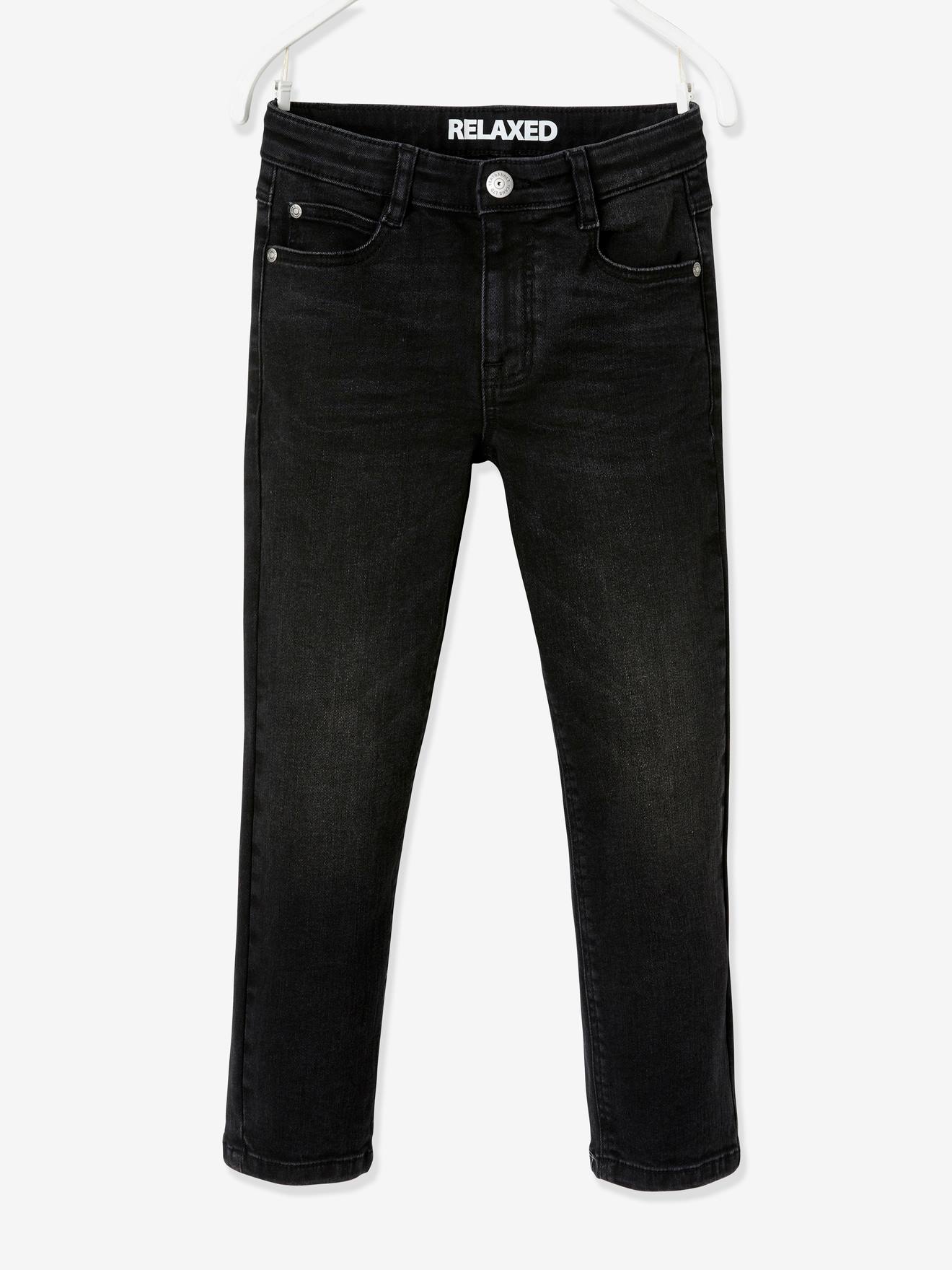 Calça jeans folgada e de cintura baixa para meninos, em denim cinza.