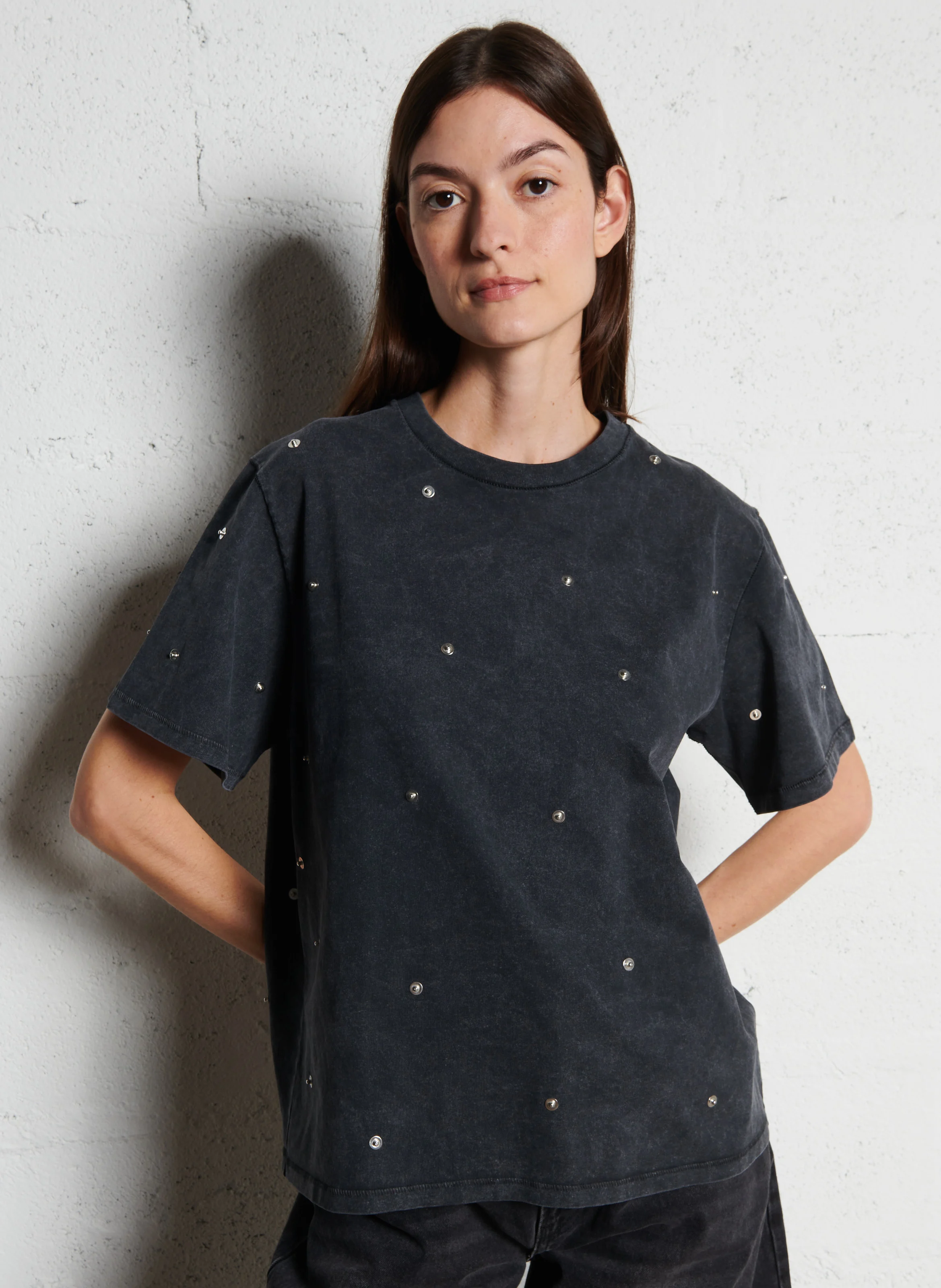 ERIVET - Tee-shirt col rond en coton | Gris