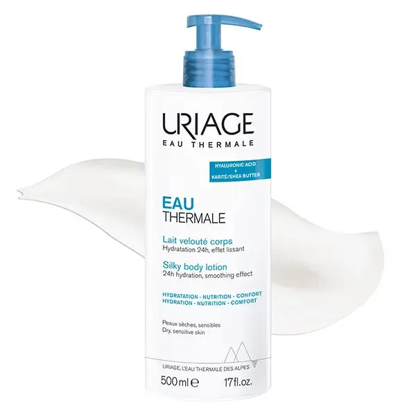 Loção Corporal Aveludada Uriage com Água Termal, Hidratante para Pele Seca e Sensível, 500ml