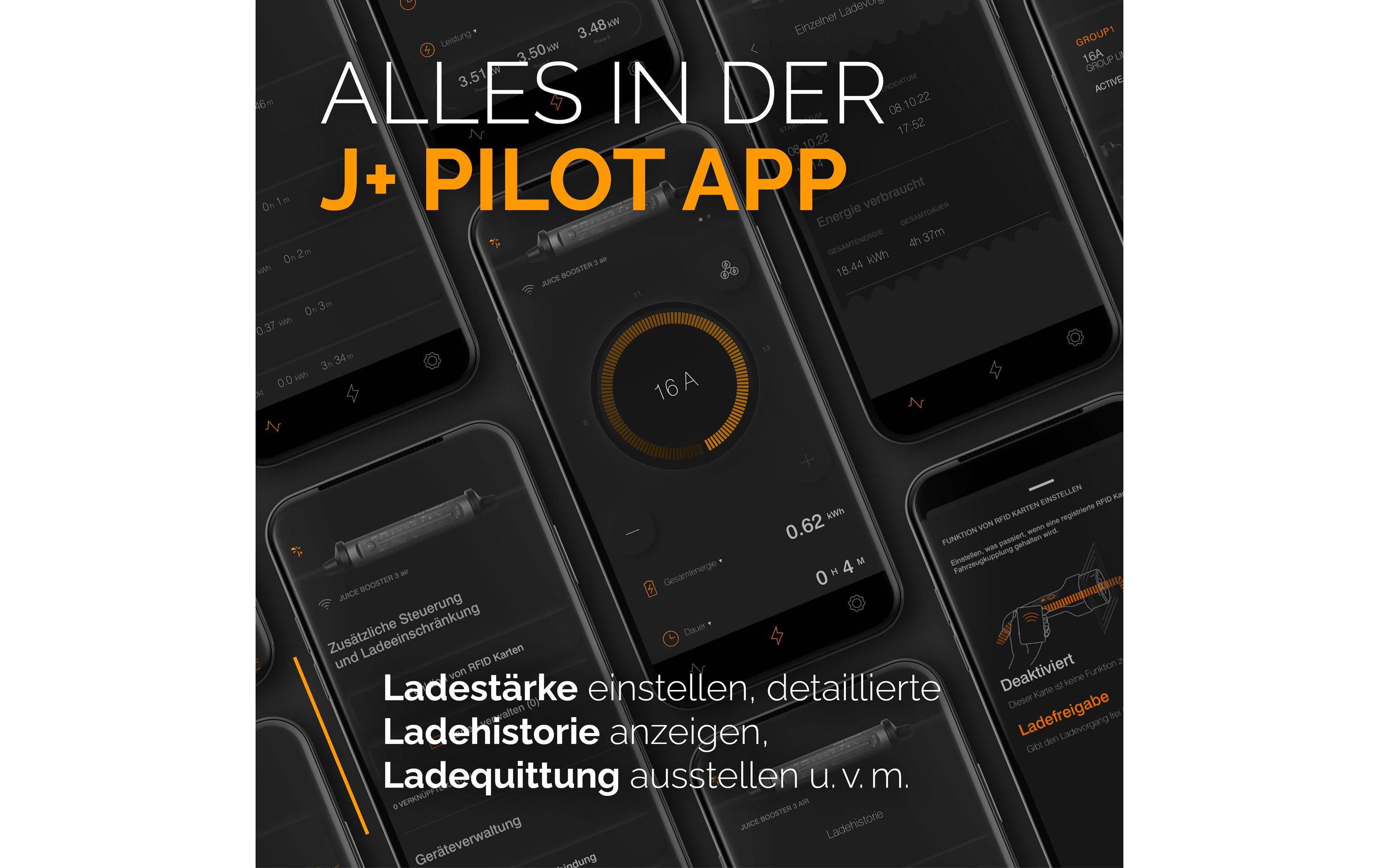 Mobile Wallbox JUICE BOOSTER 3 air Swiss Traveller Set Plus<br>Die smarte 7-in-1-Ladelösung für Elektrofahrzeuge für zuhause oder unterwegs