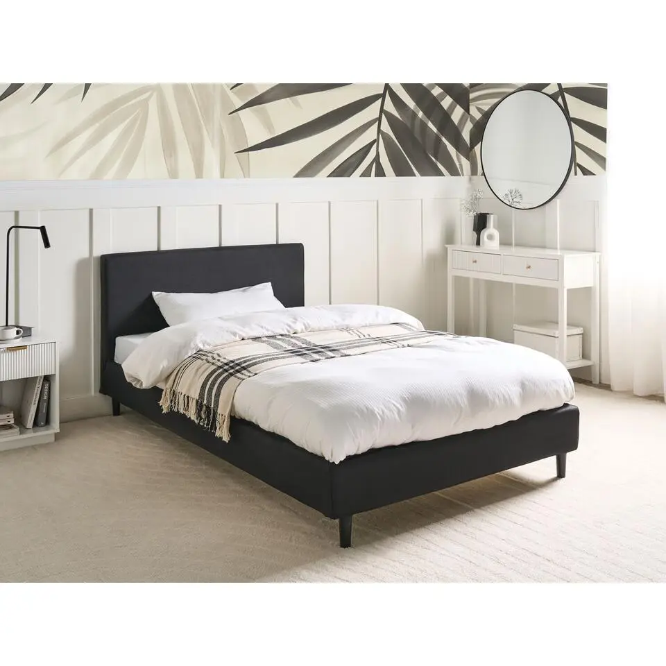 FITOU - Tweepersoonsbed - Zwart - 120 x 200 cm - Polyester
