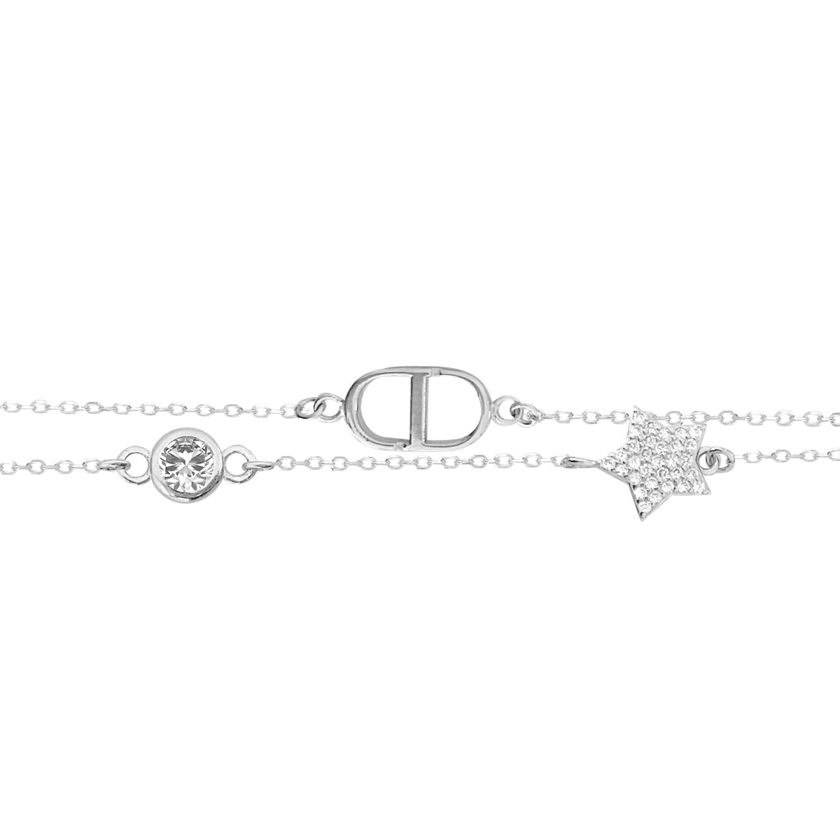 Bracelet en argent 925 rhodié avec oxydes de zirconium
