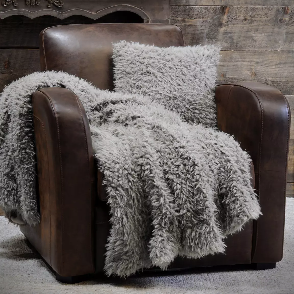Plaid fausse fourrure (160 cm) Mouton Taupe