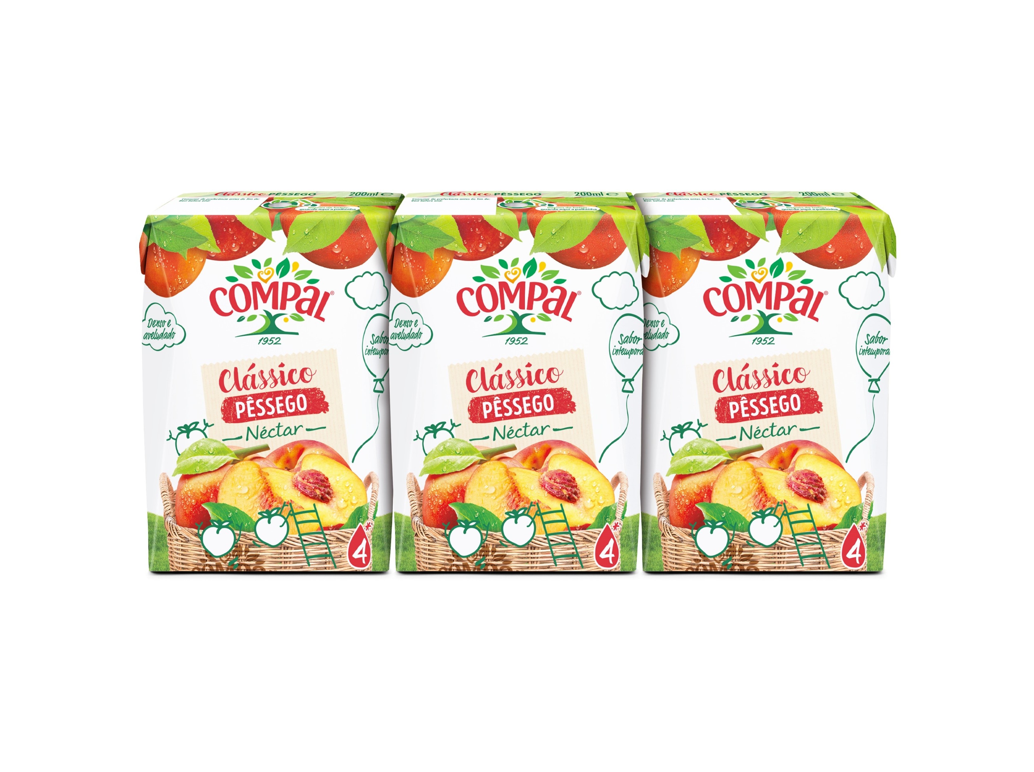 NÉCTAR COMPAL CLÁSSICO PESSEGO 3X0.20L