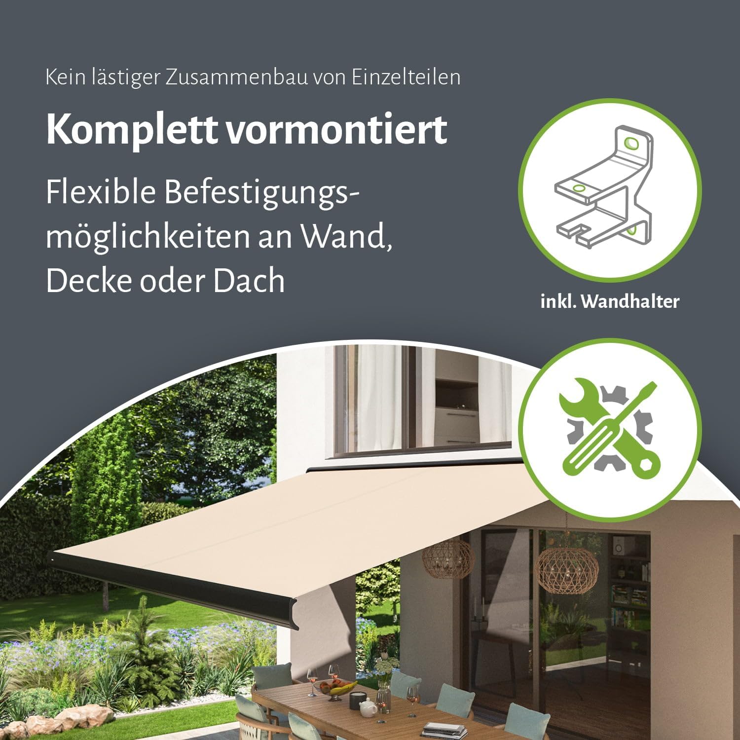 empasa Elektrische Kassettenmarkise 'Classic' Gelenkarmmarkise Markise Sonnenmarkise Sonnenschutz, komplett vormontiert, in verschiedenen Größen und Farben