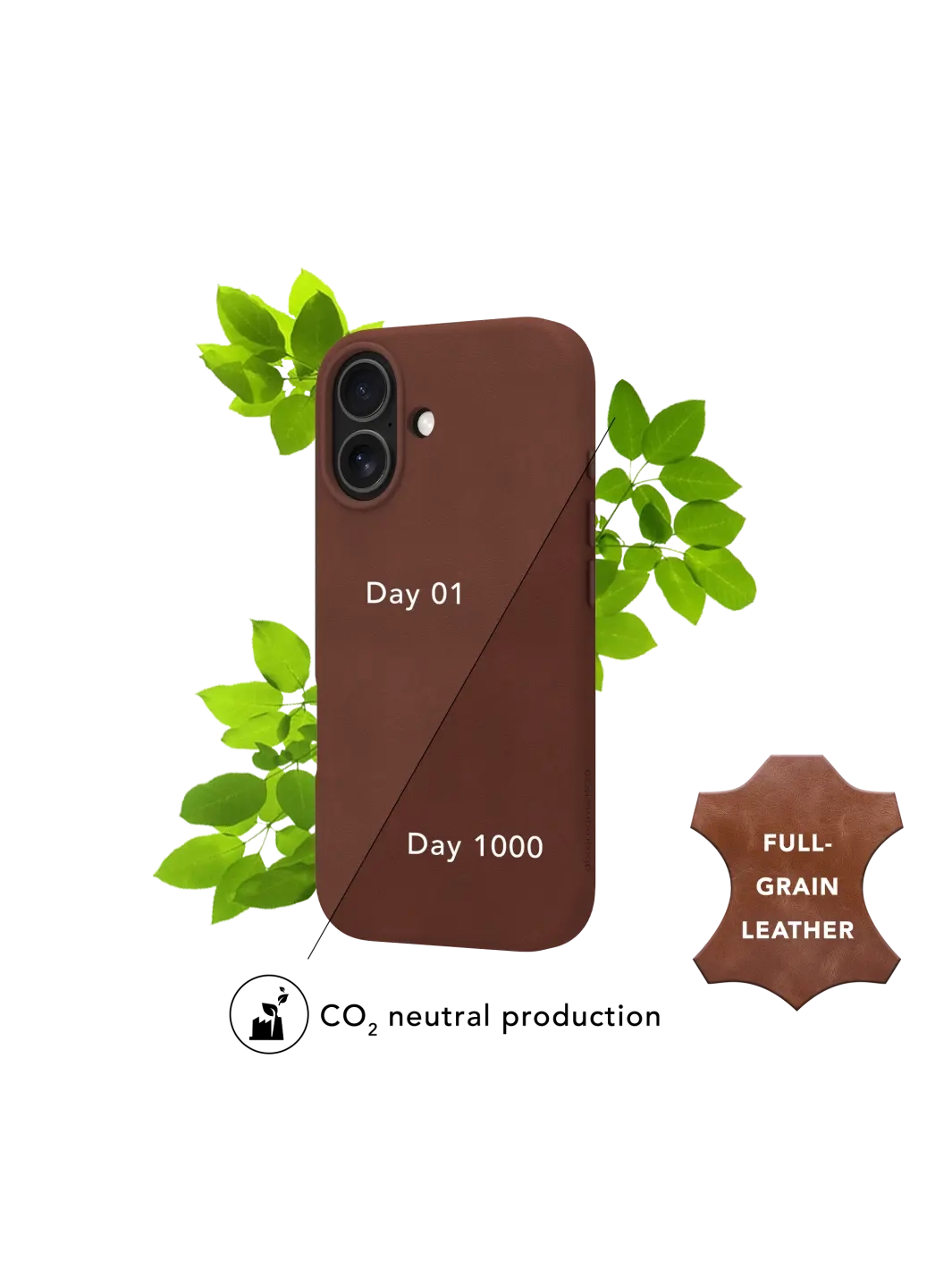 iPhone 17 MagSafe Echtleder Hardcase Hülle Roskilde Recycled (RO63GT006636) - Dark Tan