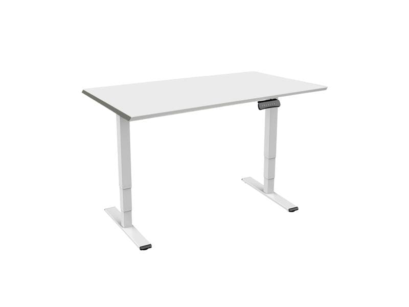 Contini RAL 9016 1.8 x 0.8 m Weiss mit Grauer Tischplatte Abwechslungsreiches Arbeiten im Stehen und Sitzen