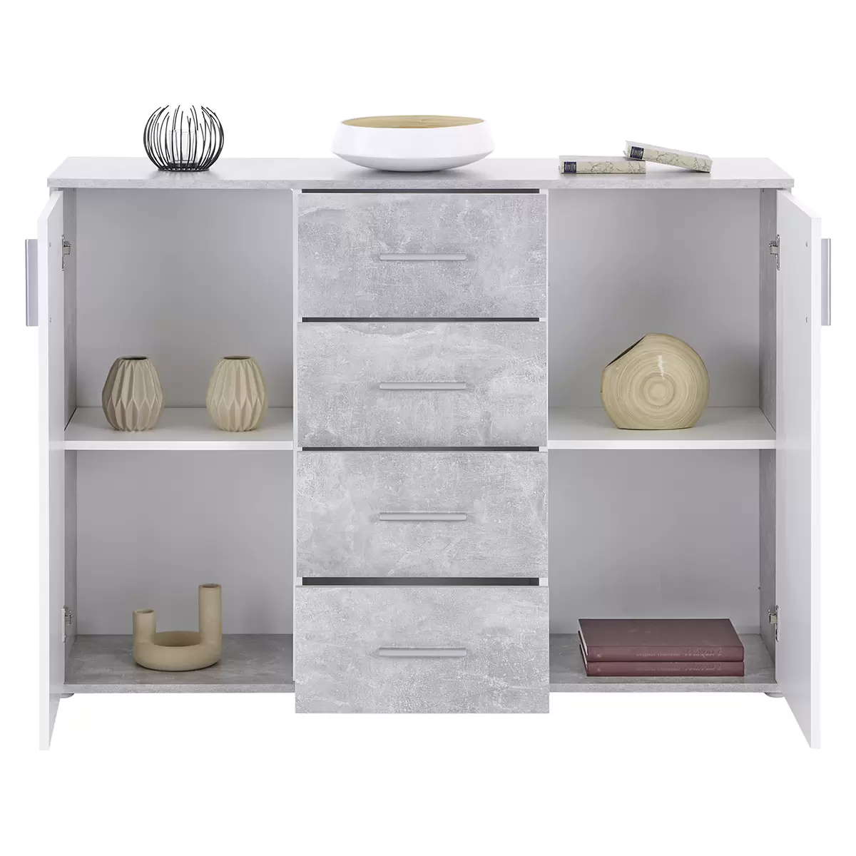 Kommode Ina 03 weiss,Betonoptik
