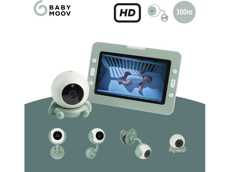 Babymoov Babyphone mit Kamera Yoo Go Plus HD Grün Video-Babyphone mit hochwertigem Bildschirm
