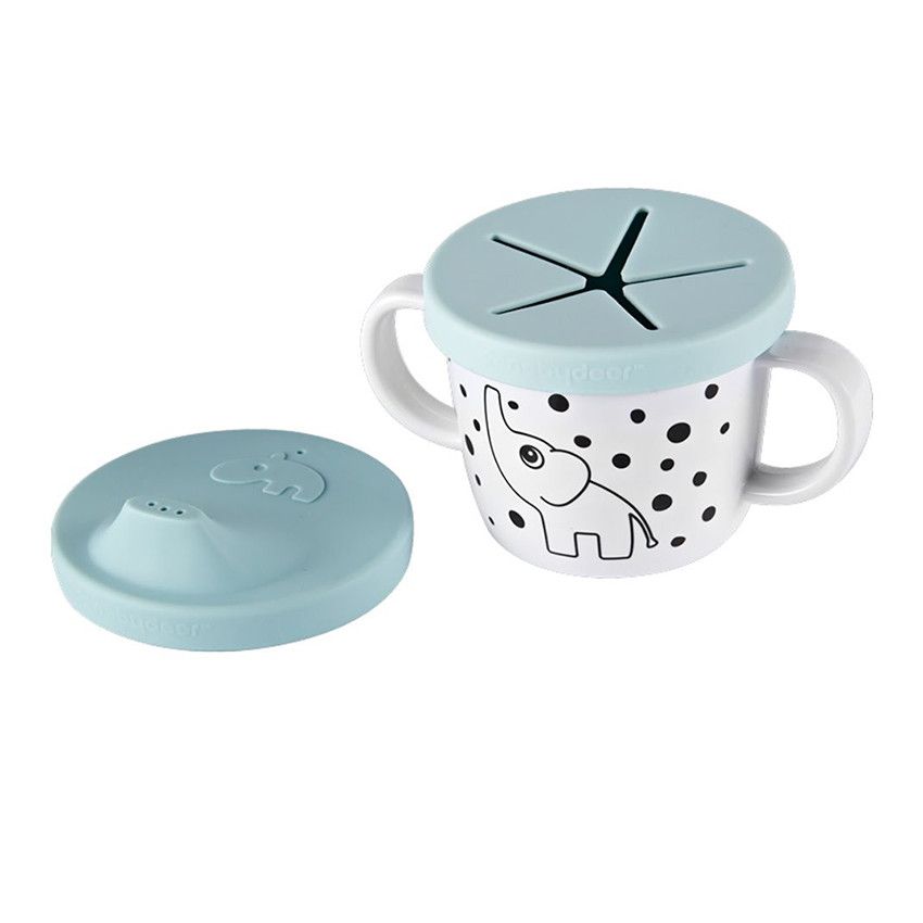 Tasse d'apprentissage à bec silicone - Elphee Blue - Ecru
