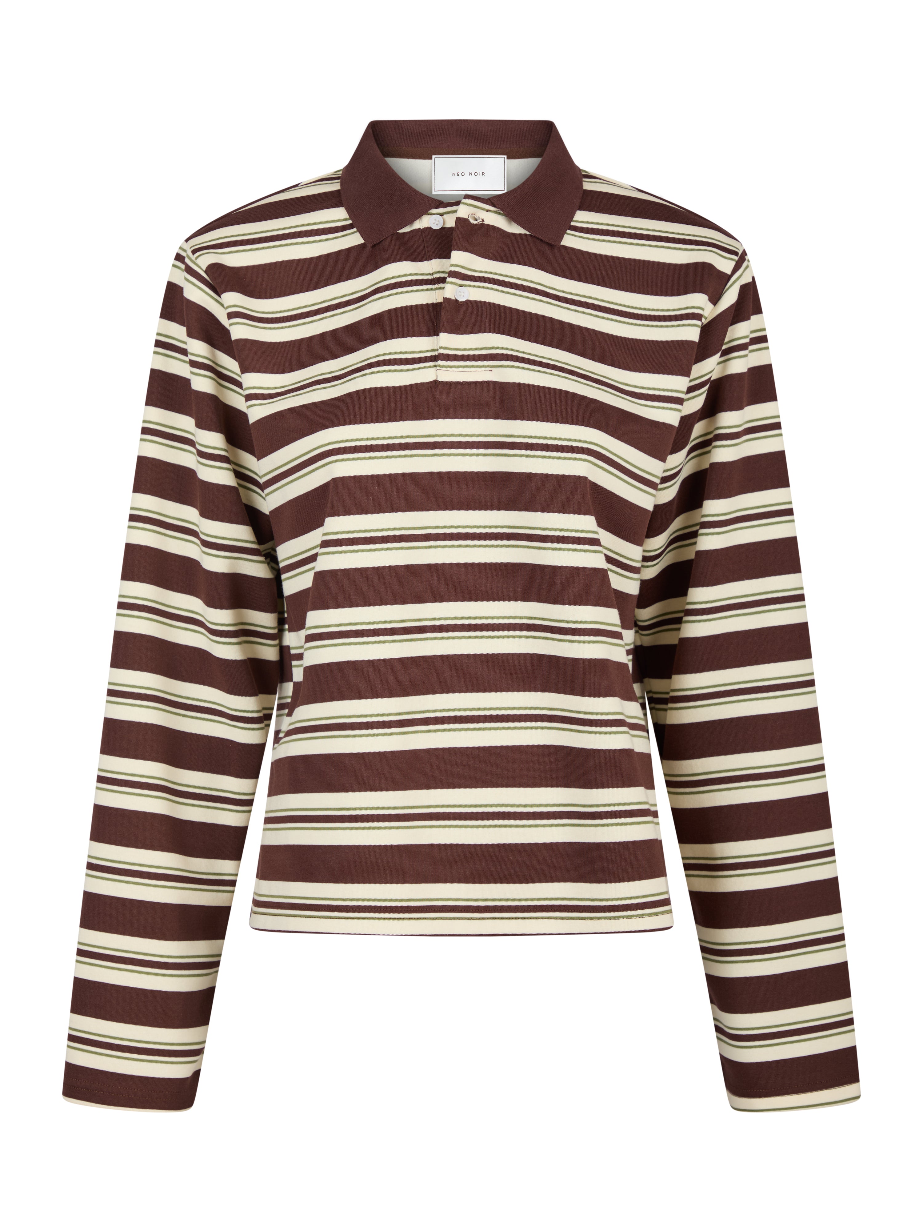 Neo Noir  Mala Stripe Polo bluse - brun
