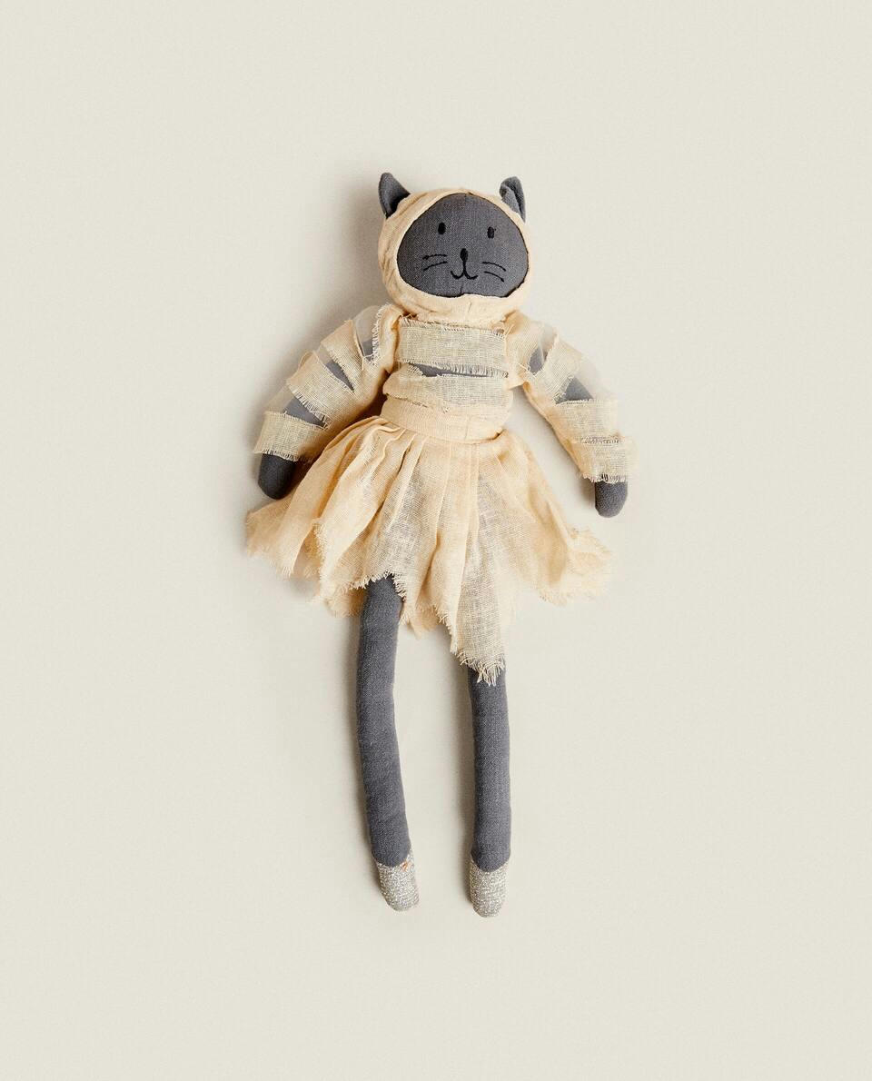 Brinquedo de pelúcia infantil de gato múmia para o Halloween