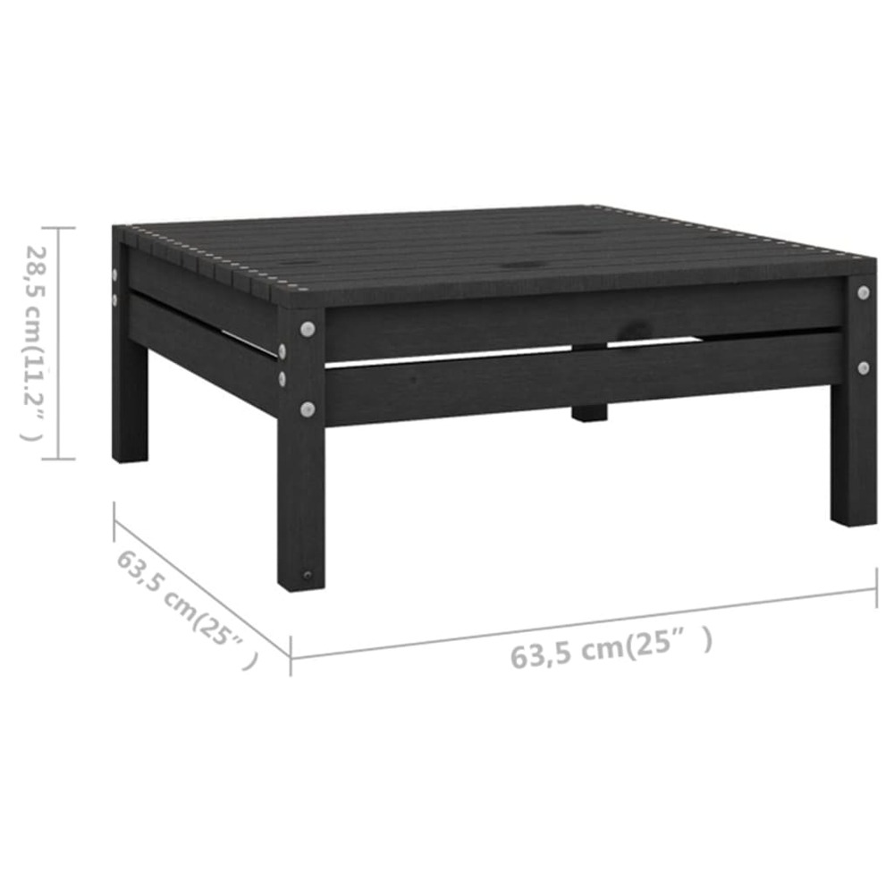 Salon de jardin meuble d'extérieur ensemble de mobilier 8 pièces bois de pin massif noir