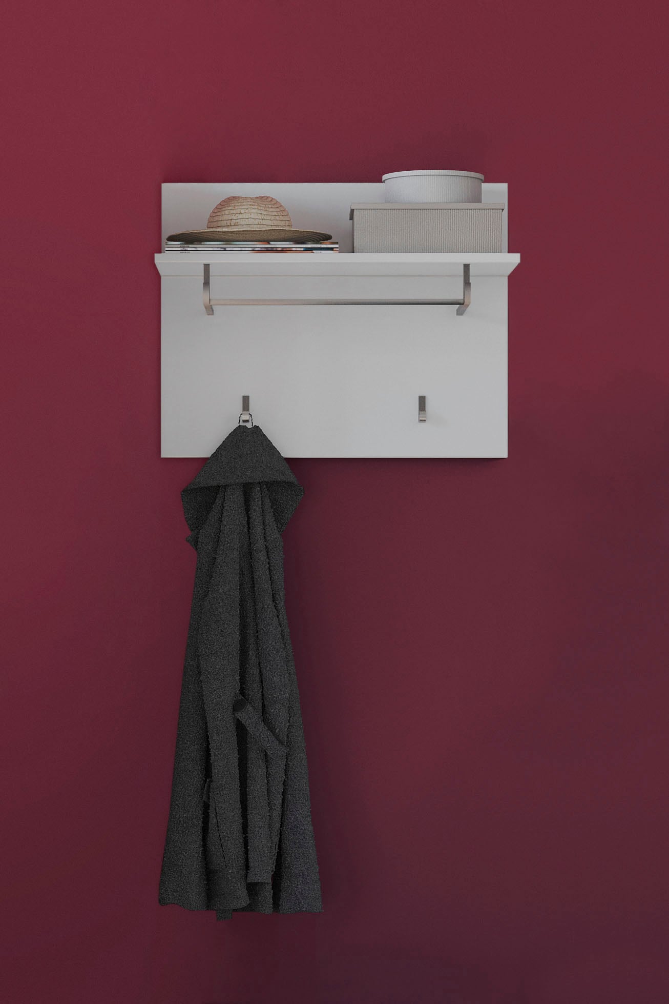 INOSIGN Garderobenpaneel »Malmö, Breite 60 cm, 2 Haken, 1 Kleiderstange, 1 Ablageboden« Wandpaneel, Paneel, Wandhaken, Wandboard