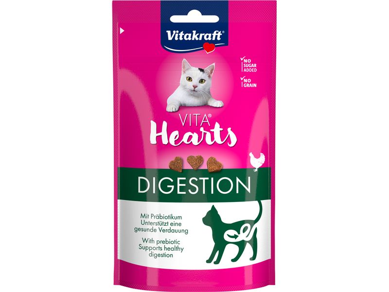 Vitakraft Vita Hearts Digestion Huhn 40g Softe, funktionale Snacks für Katzen