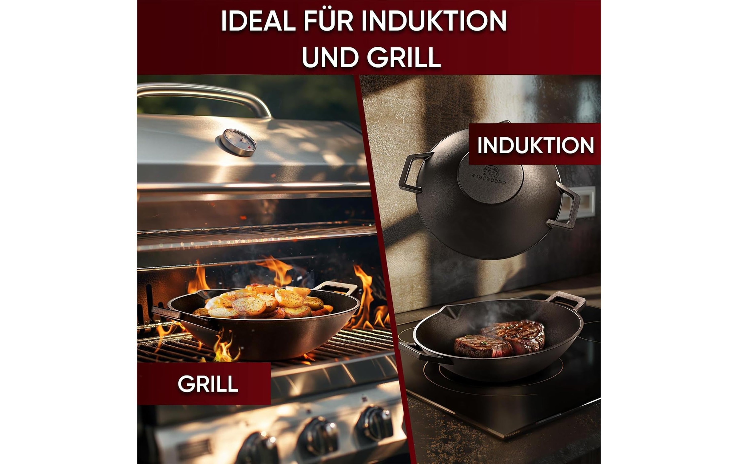 Wok »Gusskoenig Gusseisen-Wok mit Ringreiniger und Handschuhen« Gusseisen