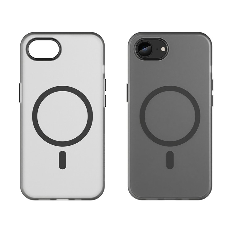 iPhone 16e MagSafe Hybrid Hülle TPU Bumper Slim Design Matt - Schwarz / Transparent