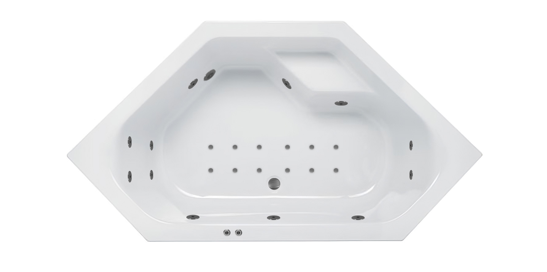 Lambini Designs Venetië bubbelbad 145x145cm elektronisch met 6 4 2 hydrojets en 12 aerojets RVS