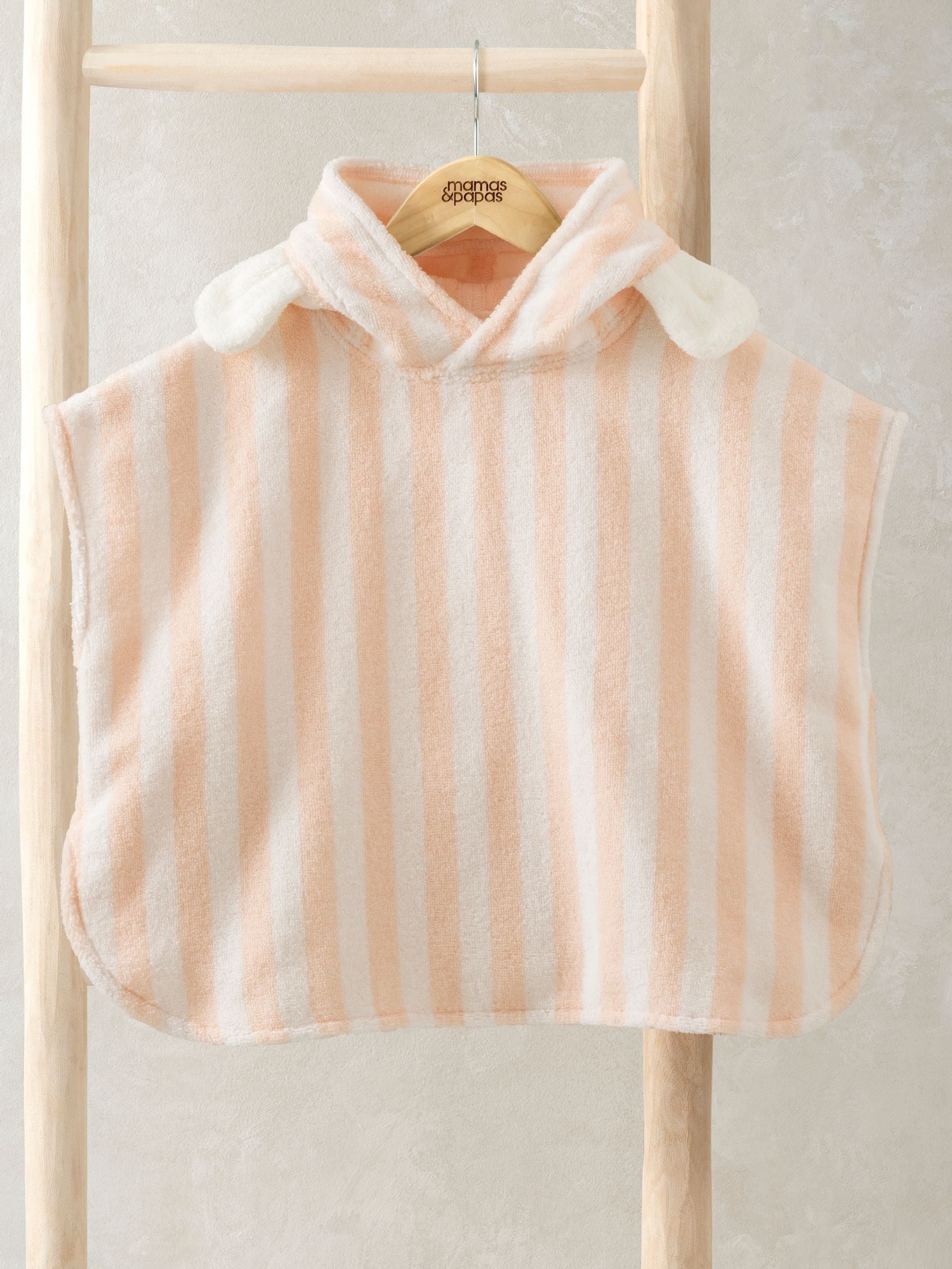 Mamas & Papas Flower Petal Striped Towelling 100% Cotton Poncho