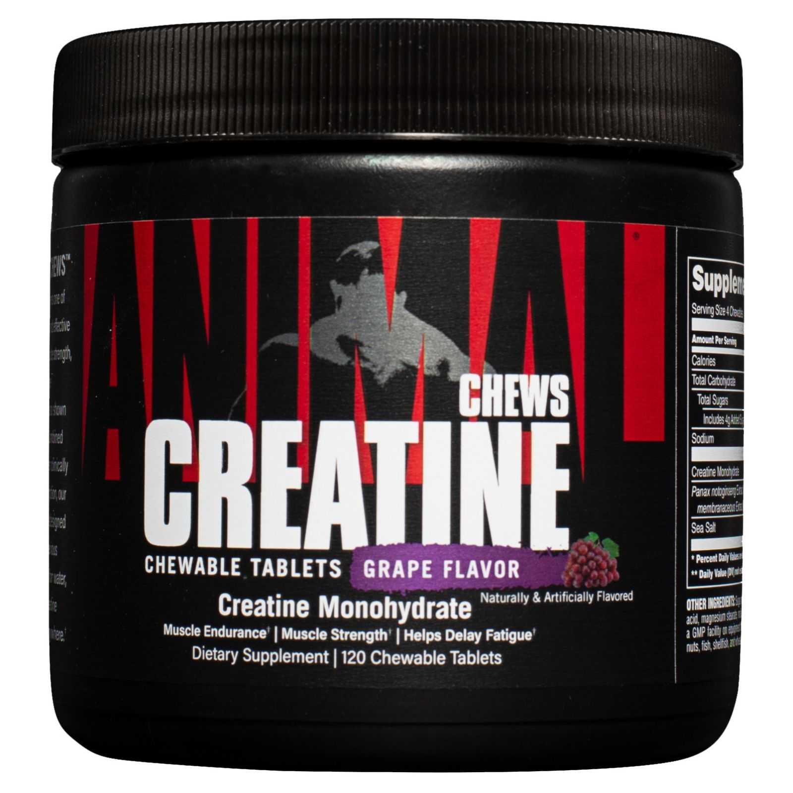 Creatina Mastigável Universal Nutrition, 120 comprimidos.