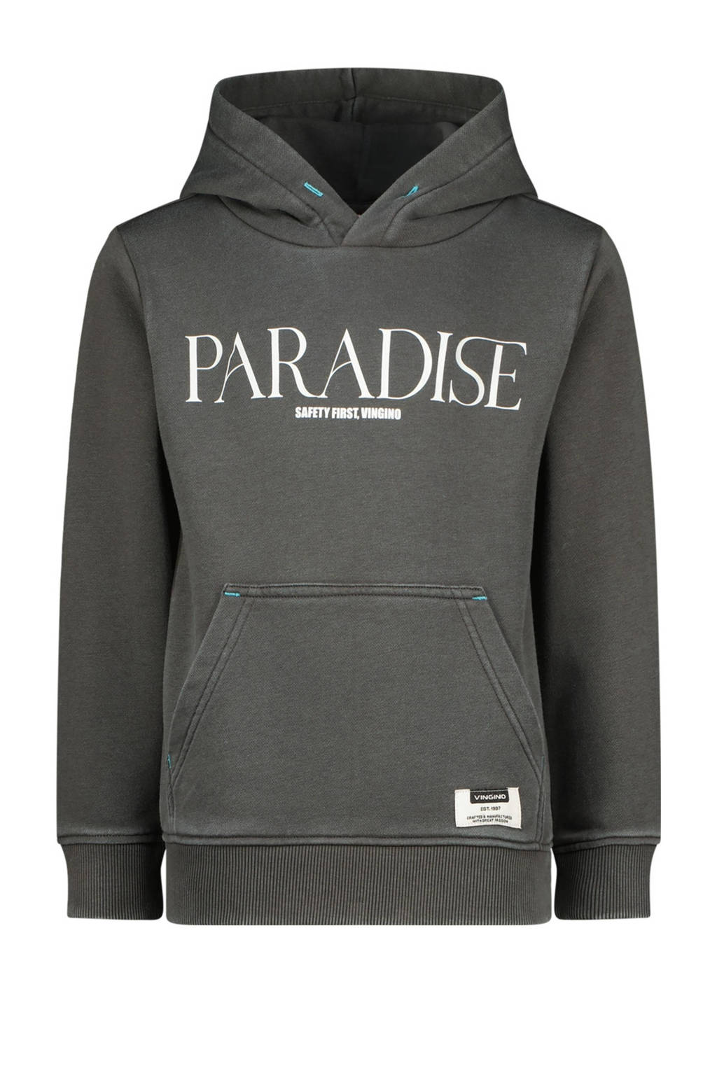 Vingino hoodie Nifon met tekst antraciet