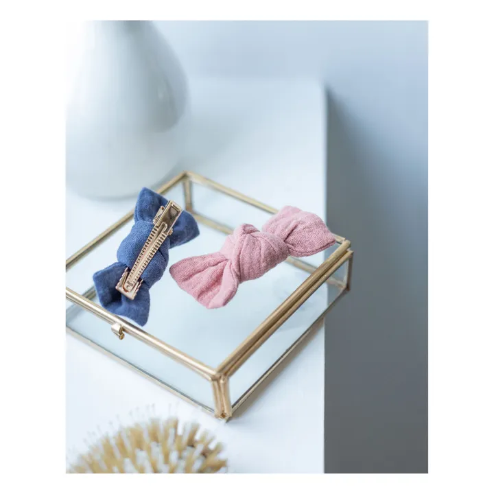 Bachca Barrettes nœud gaze de coton - Set de 2