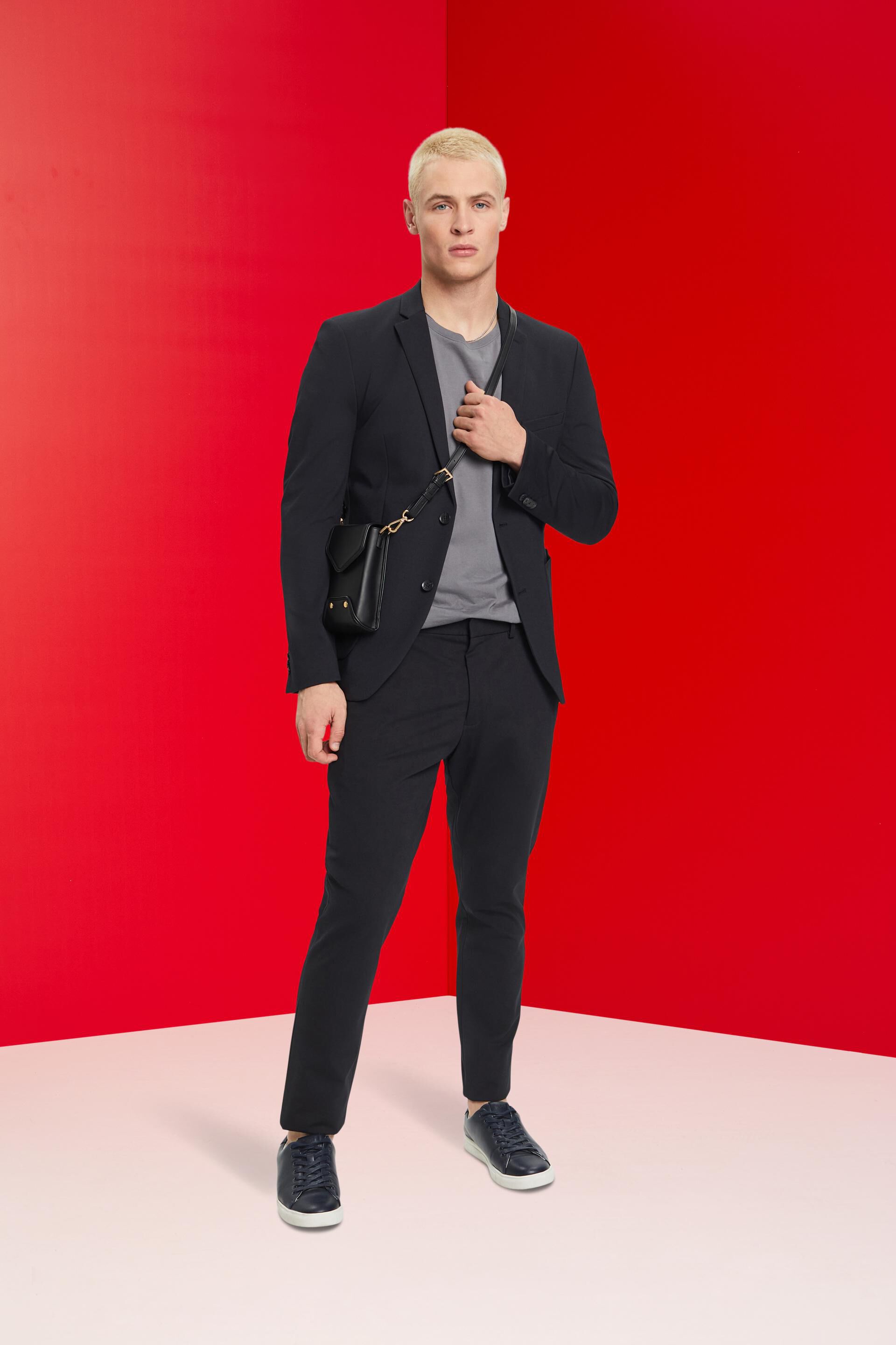 Blazer en jersey de maille piquée à boutonnage droit