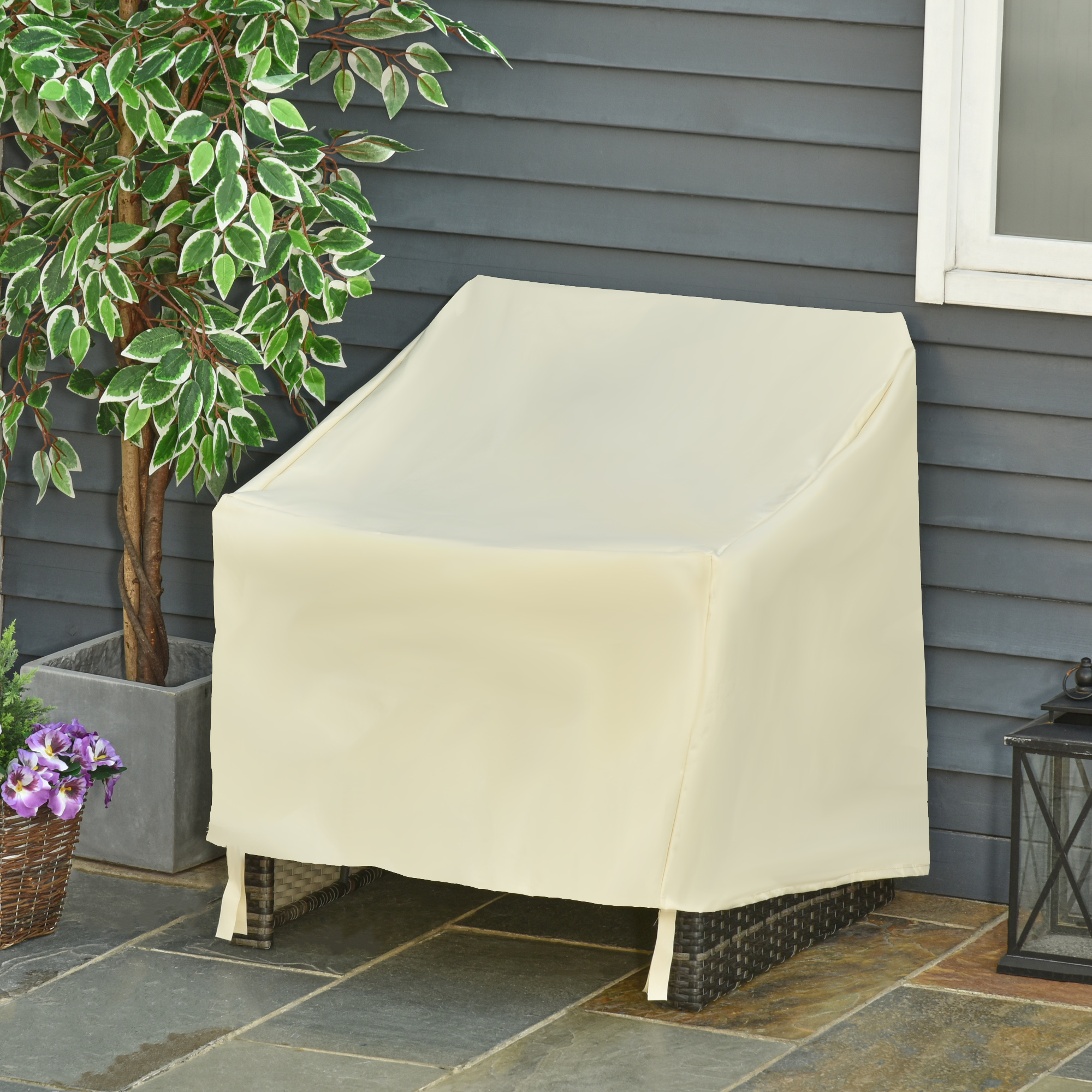 Capa protetora Outsunny para cadeiras, capa impermeável para móveis de jardim, ideal para poltronas, proteção contra chuva e sol, 68x87x77cm, tecido Oxford 600D.
