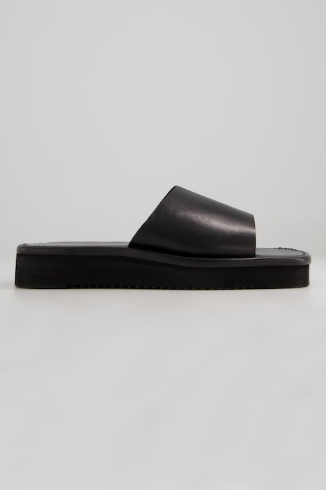 Leder-Pantolette, Mules, Echtleder, Plateau-Sohle, Weite H