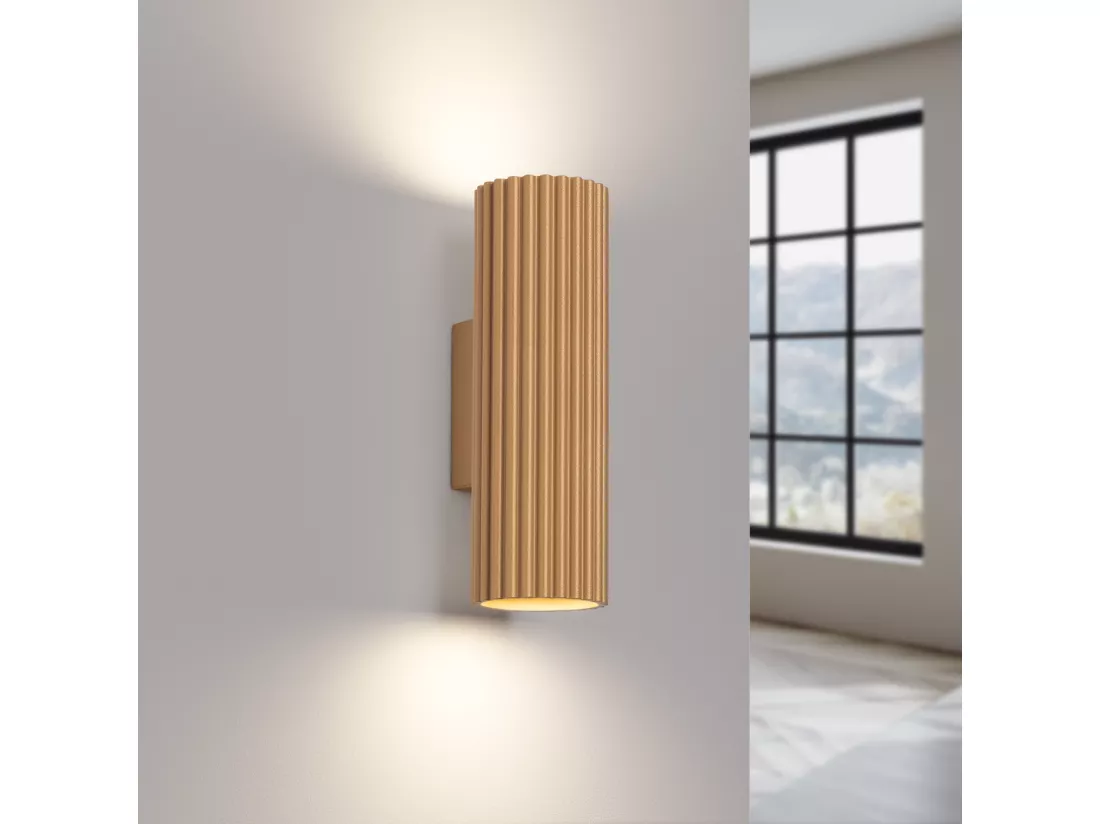 Applique Karbon minimaliste en aluminium - 2 sources lumineuses - L.6,5 x H.20 cm - doré