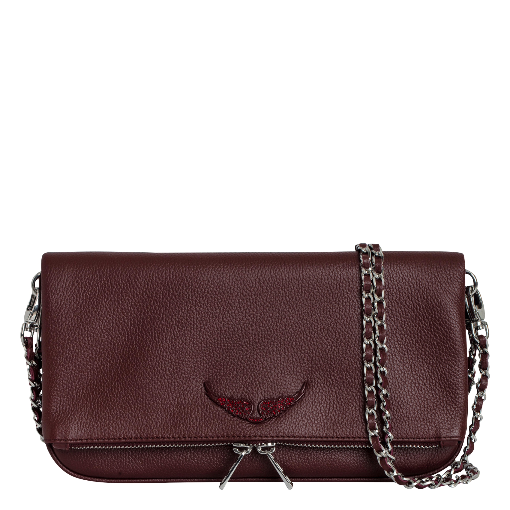 ROCK - Pochette en cuir chaînes en métal | Rouge