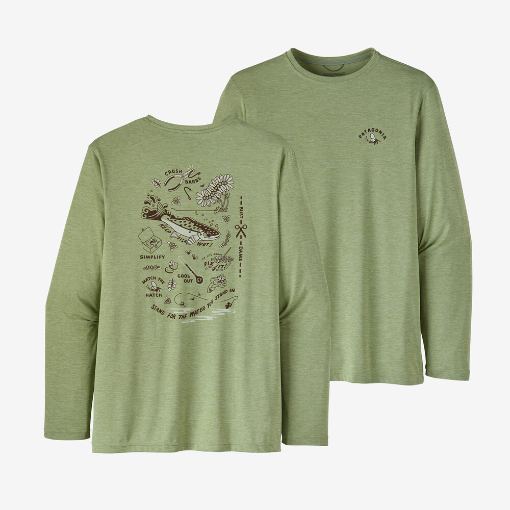 Capilene Herren-Langarmshirt mit coolem Fischmotiv