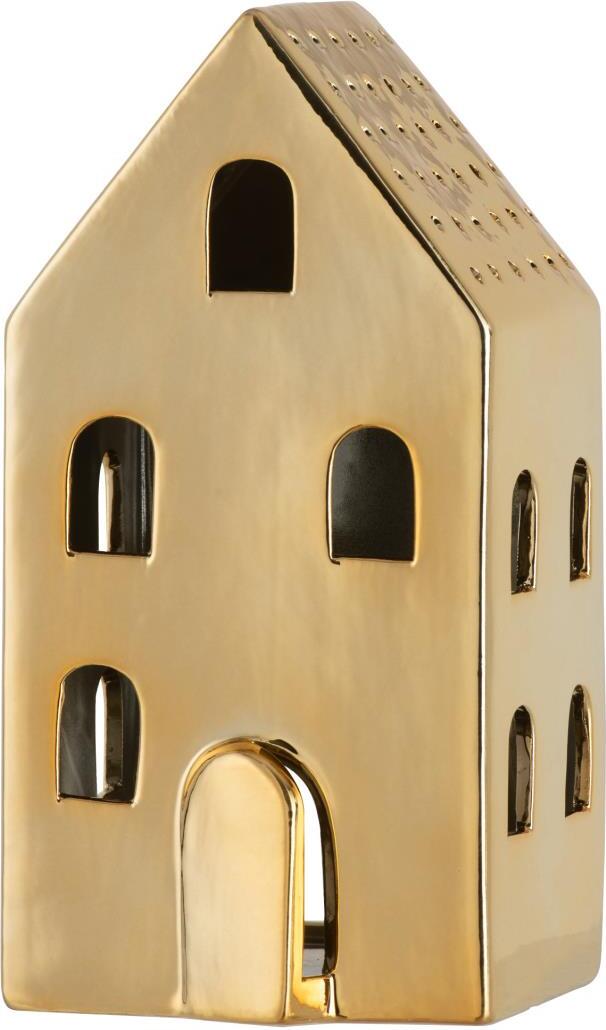 J-Line waxinelichthouder huis Caroline goud 11 x 9,5 x 21,5 cm