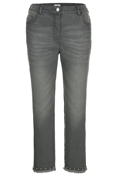 7/8-Jeans, Slim Fit, Fransensaum mit Zierperlen, 5-Pocket