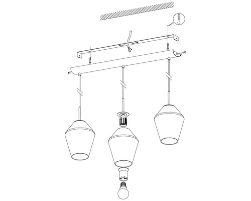 Hanglamp 3-lamps L 77 cm chroom/transparant