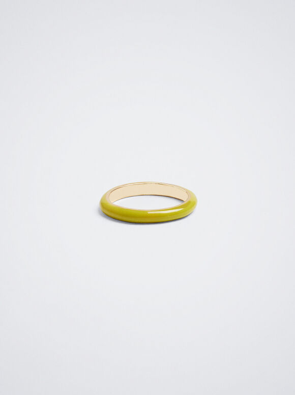 Anillo Con Esmalte - Amarillo