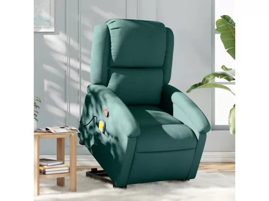 Fauteuil inclinable massant Vert foncé Tissu