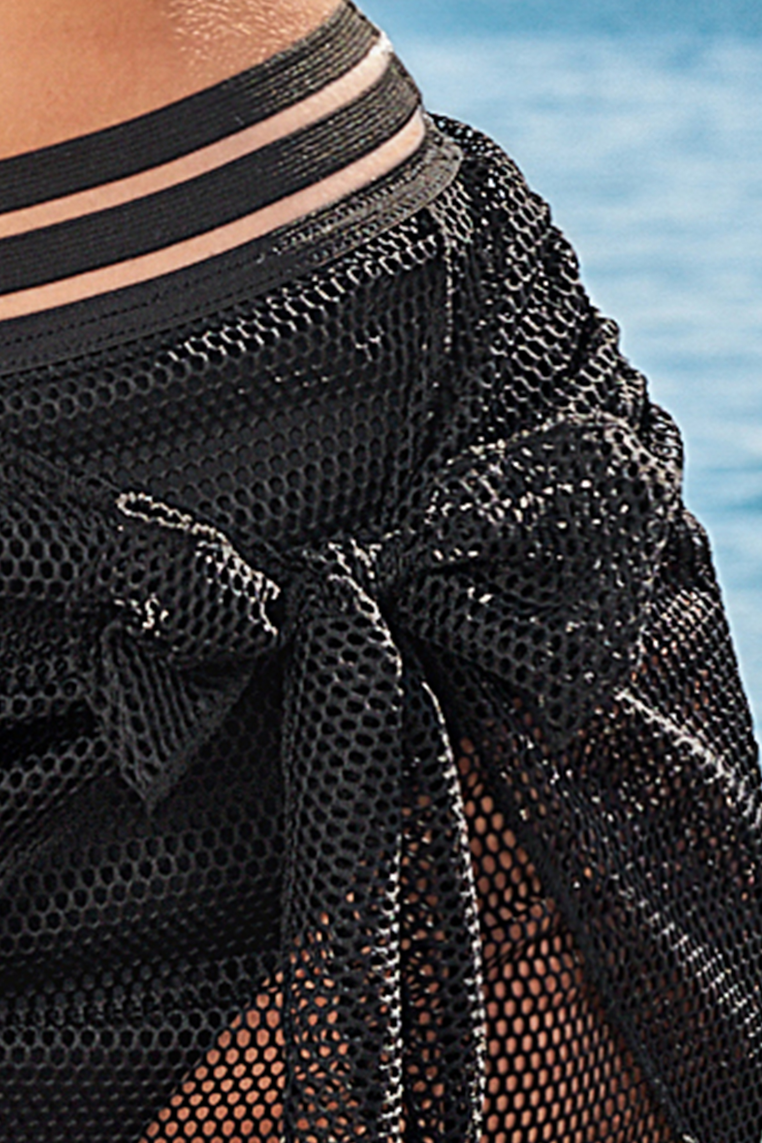 Jupe de bain taille haute en mesh noir