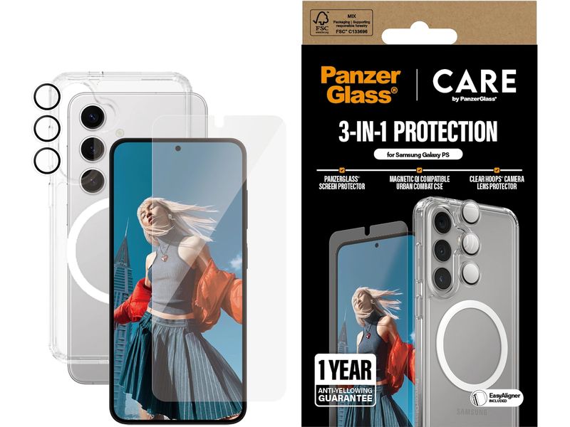 CARE 3-in-1 Flagship Set Transparent 3-in-1 Set für das Samsung Galaxy S25 Edge