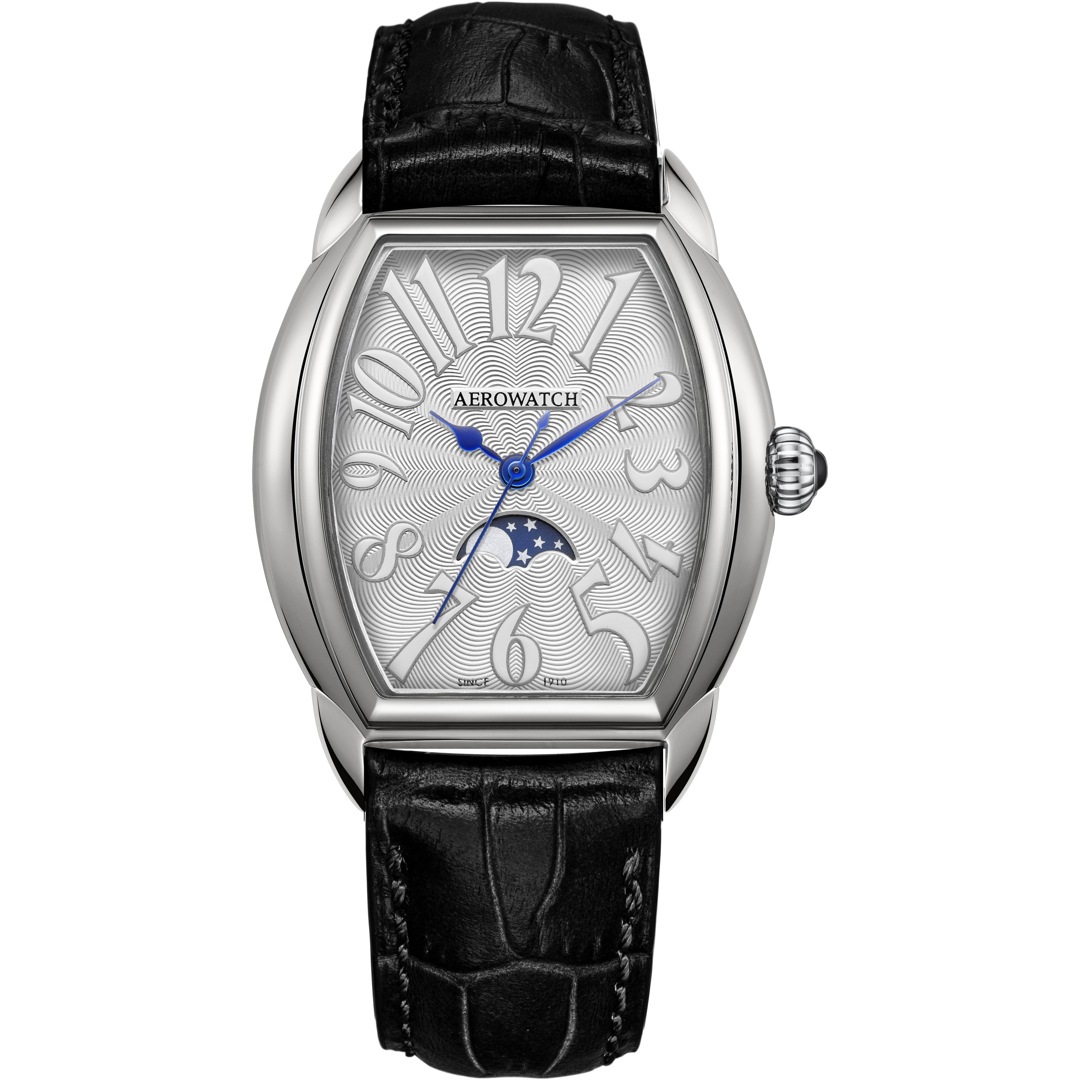 Aerowatch Streamline Lady Moon Phase Leder schwarz