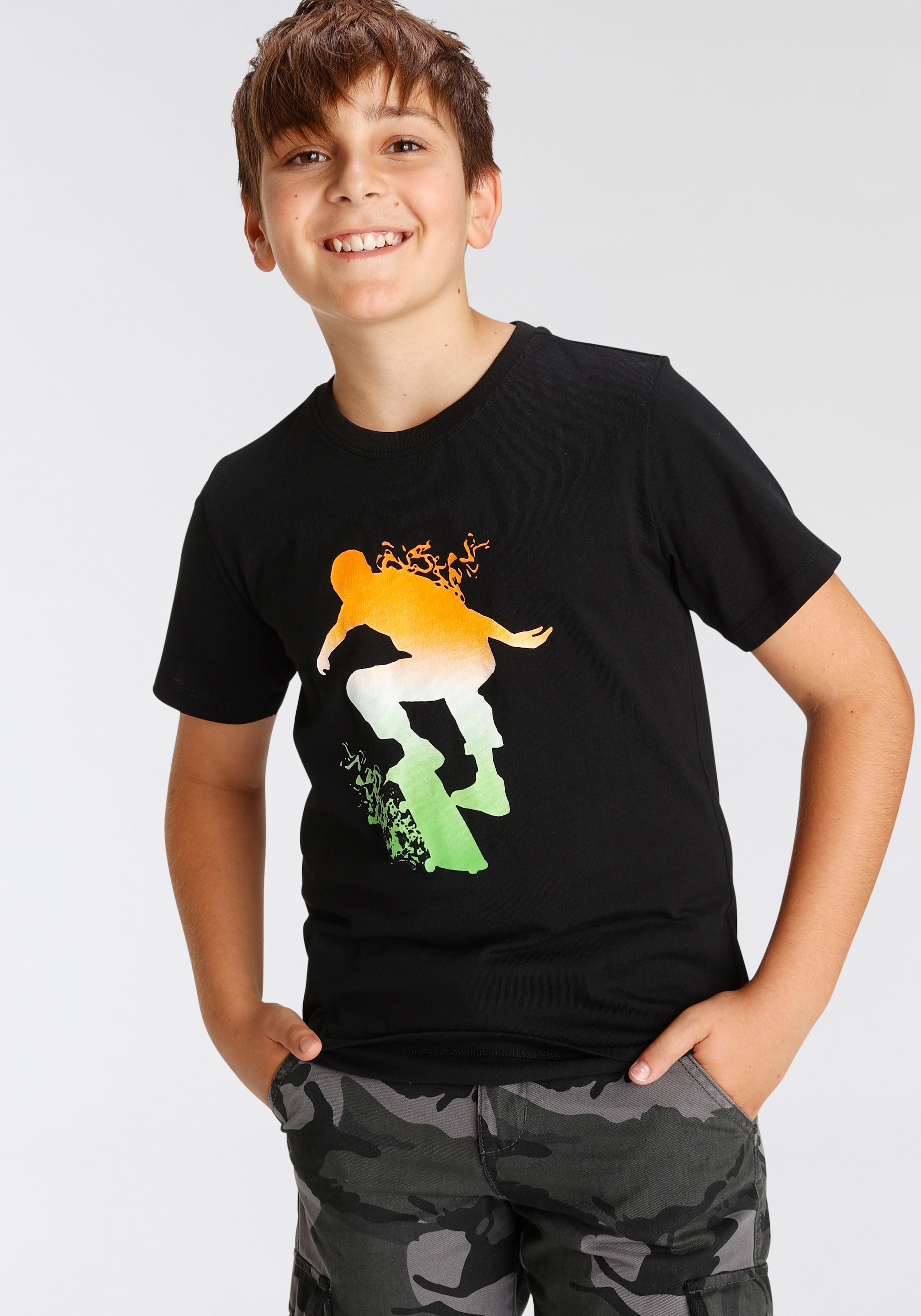 KIDSWORLD T-Shirt »Skating - Druck« Kurzarm,  Basic-Passform,  bedruckt,  Rundhalsausschnitt