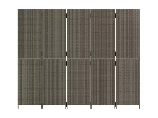 Cloison de séparation 5 panneaux gris résine tressée