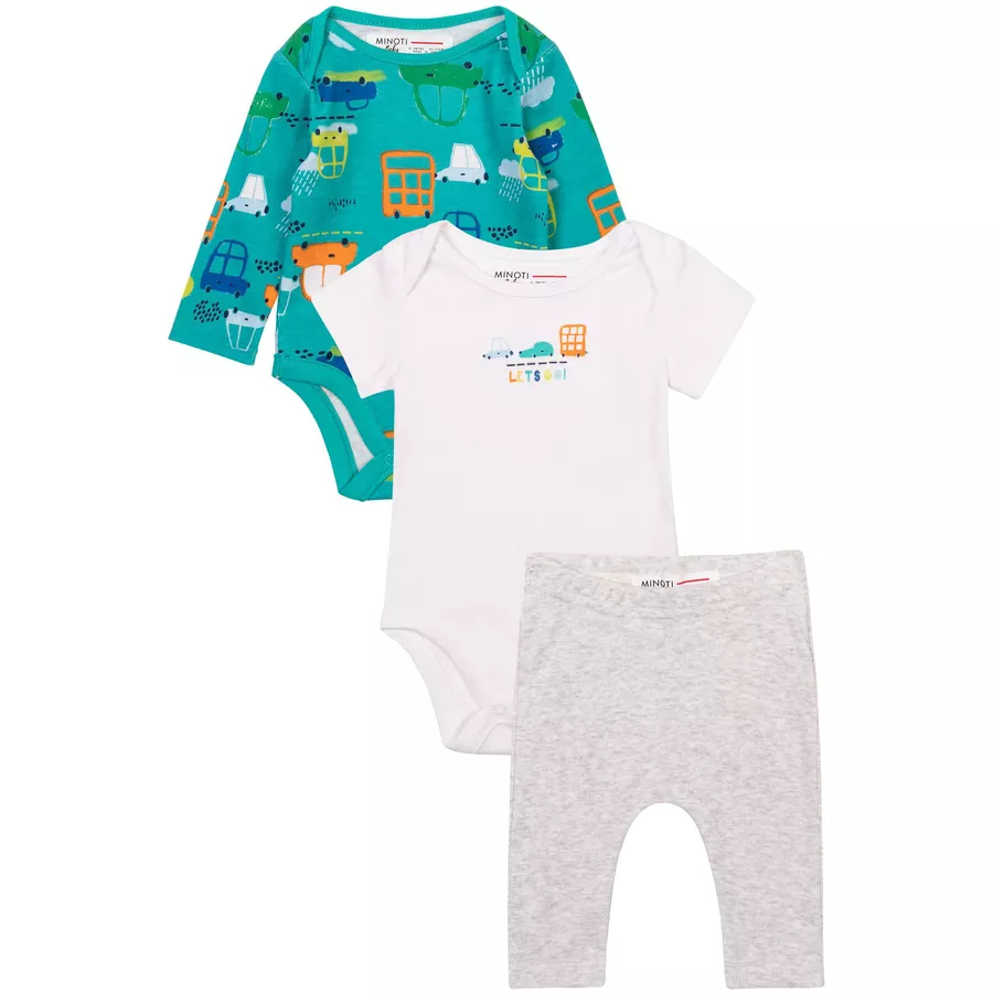 MINOTI Babyset 3-tlg. GrünWeißGrau