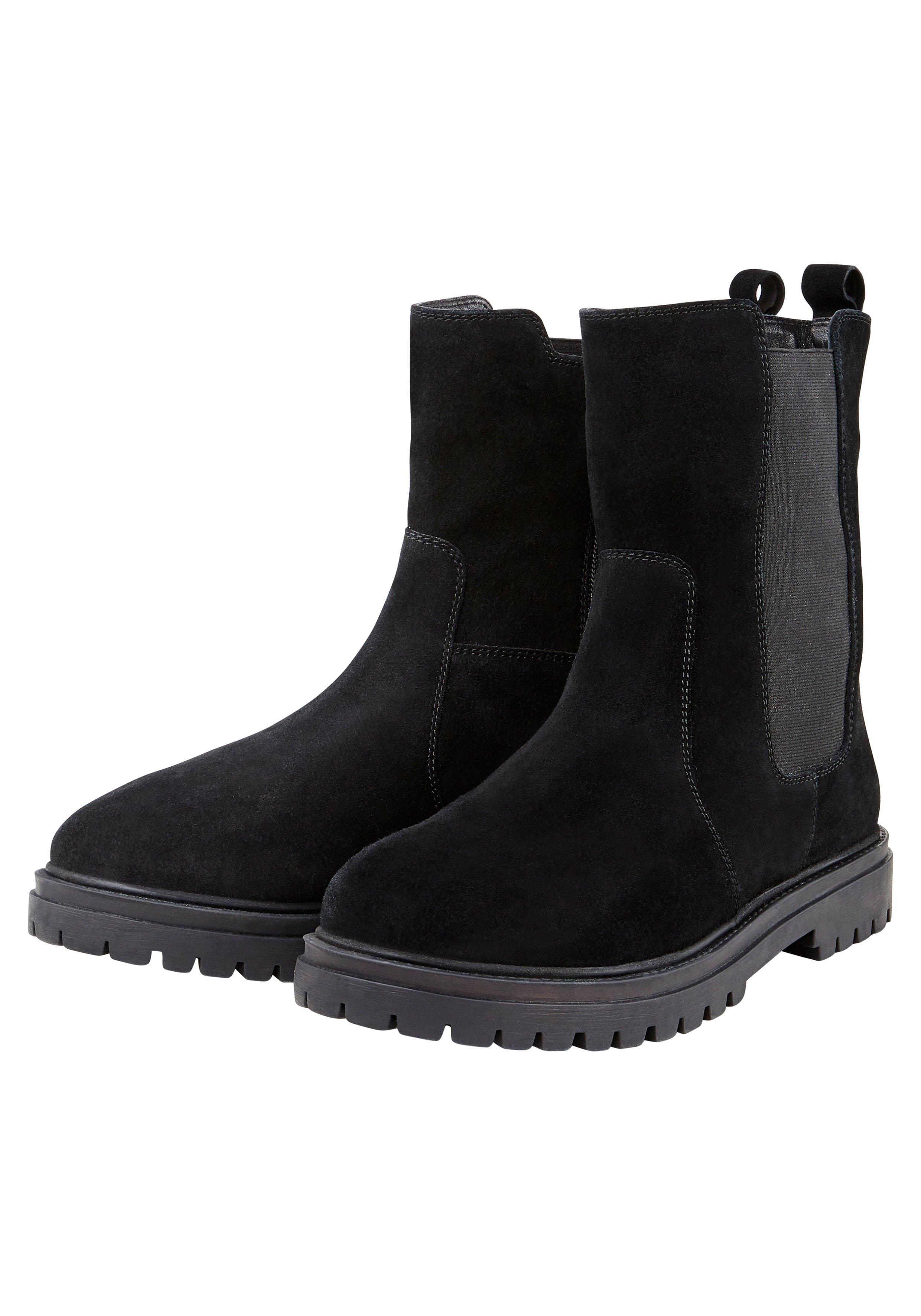 Leder-Schlupfboots mit breitem Stretcheinsatz