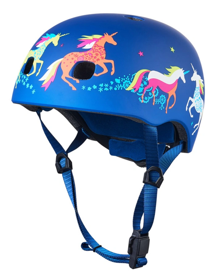 Kinderhelm UNICORN  MATT mit LED-Blinklicht in blau/bunt