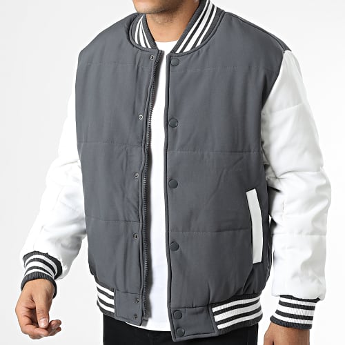 Veste Teddy Gris Anthracite Blanc