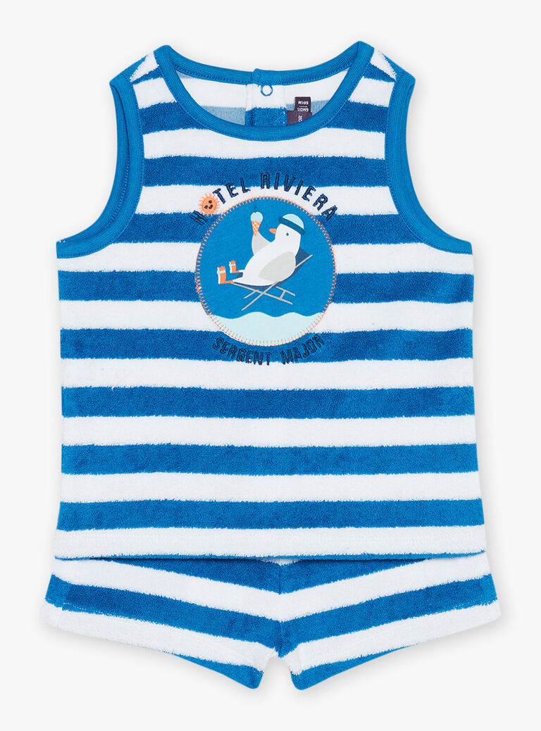 Débardeur et short bleu à imprimé à rayures