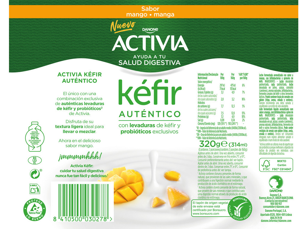 KEFIR ACTIVIA MANGA 320G